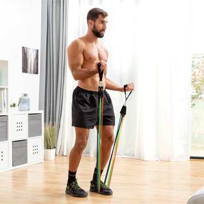 Elastique musculation  poignees ergonomiques