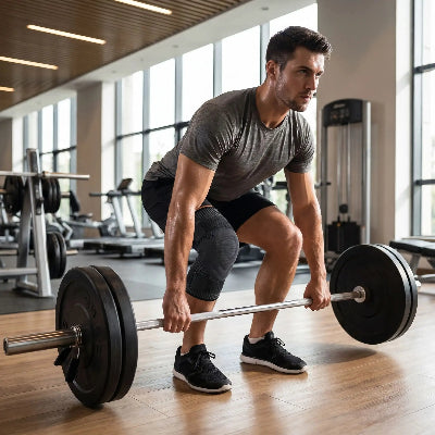 genouillère rotulienne pour le sport ressorts 3D noir
