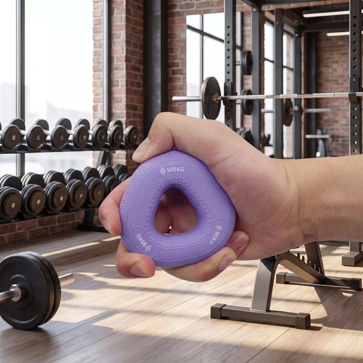 homme entraine main avec hand gripping Anneau 100kg
