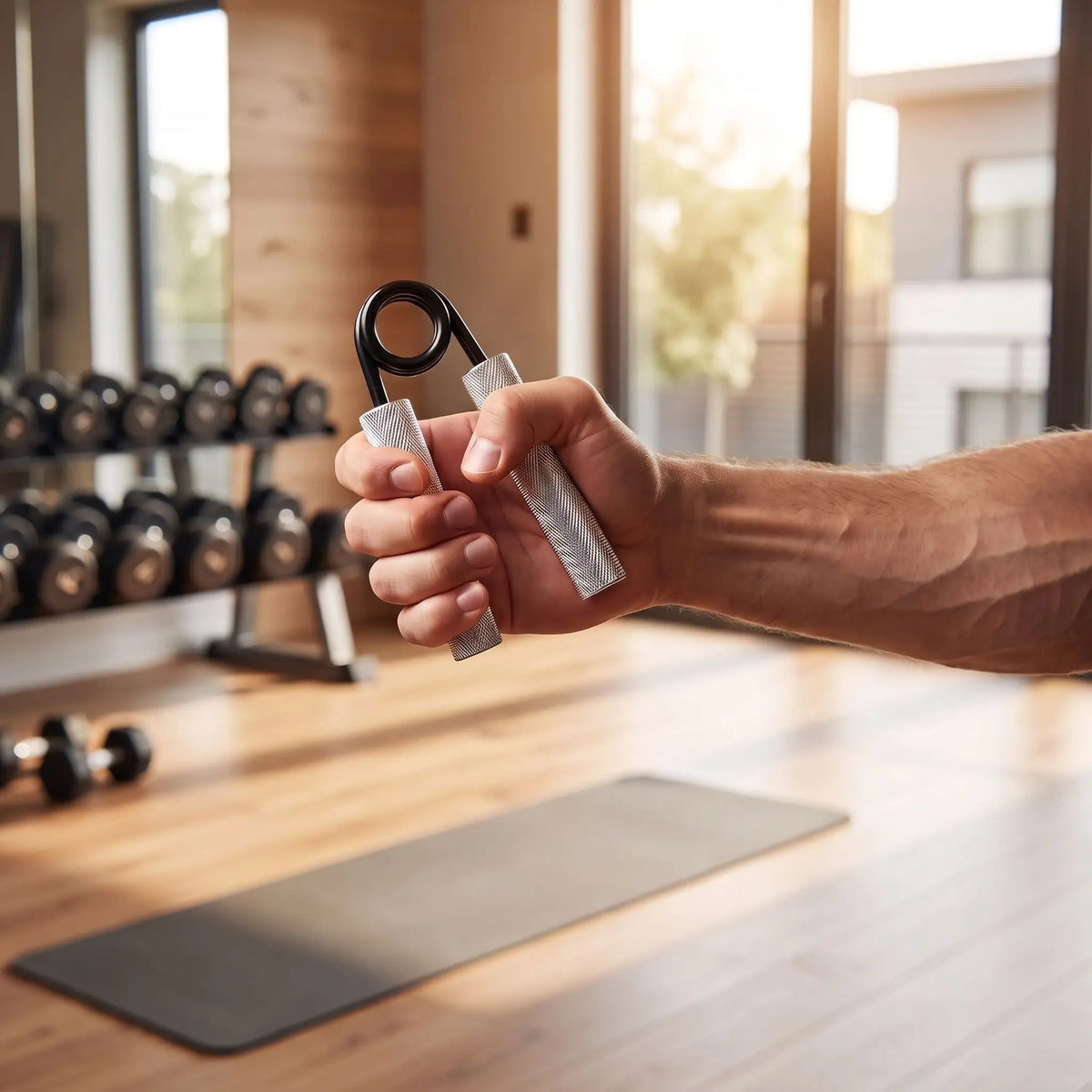 homme utilise pince musculation 45 kg