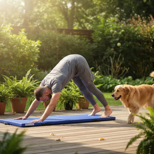 homme pratique yoga sur tapis de sport épais