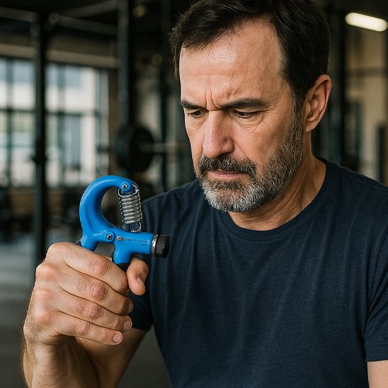 homme renforce ses bras avec Hand gripper 