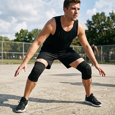 homme s'entraine avec Genouillère pour le sport​