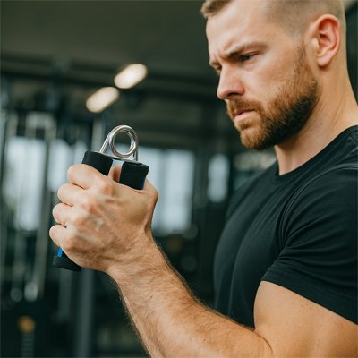 homme s'exerce avec Hand grip pour renforcer sa grip