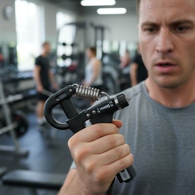 Homme utilisant un hand grip HandPro pour renforcer sa préhension