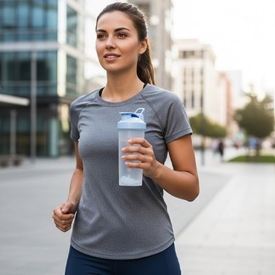 Shaker pour proteine ergonomique